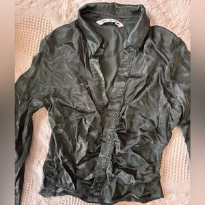 Zara Olive Satin Shirt